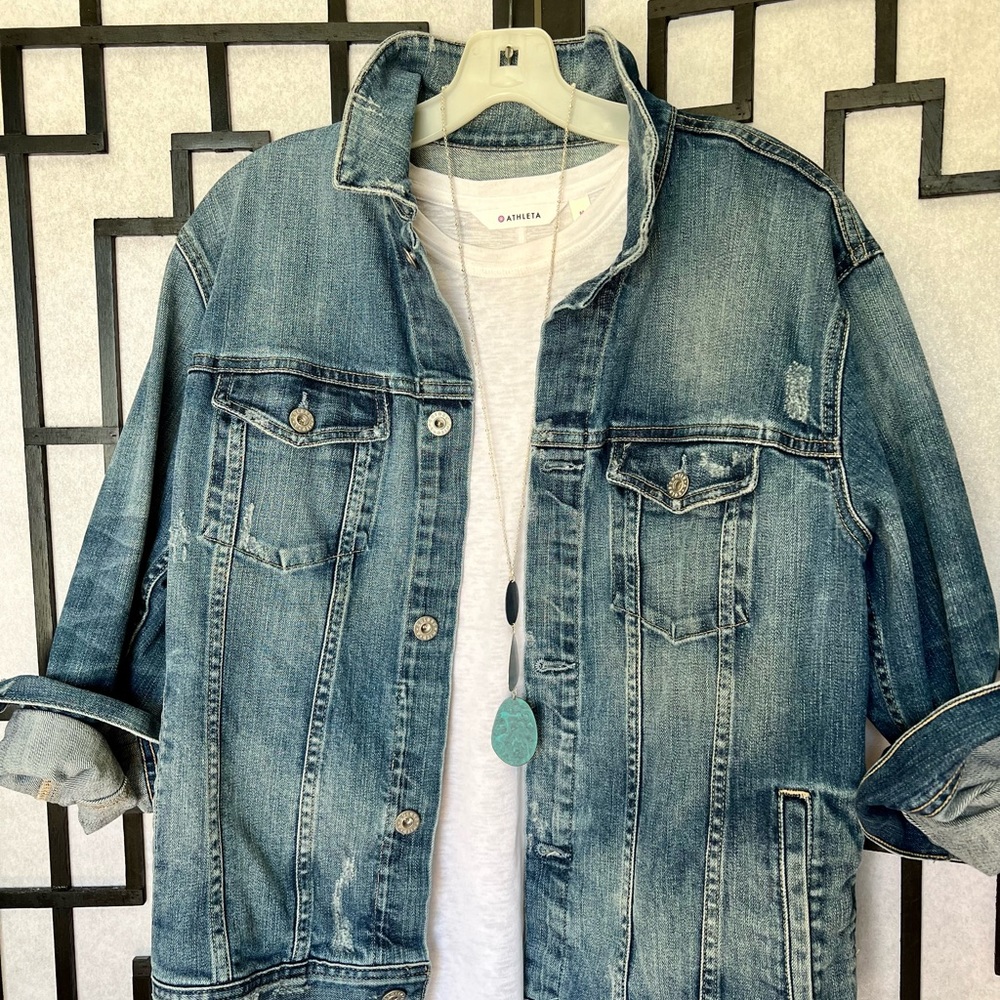 AG Jeans Adriano Goldschmied 17 Year Grouge Boyfriend Denim Jacket M - Picture 4 of 10